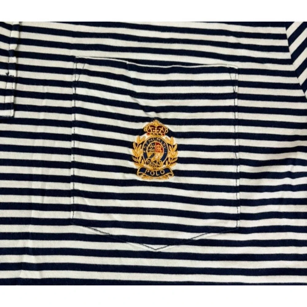 Polo Ralph Lauren Classic Fit Polo Crest Lisle Shirt Men's ‎ Blue Stripe Size M